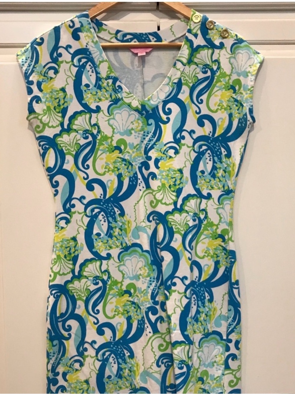 Lilly Pulitzer Blue, Green & White Floral-Print Mini Dress